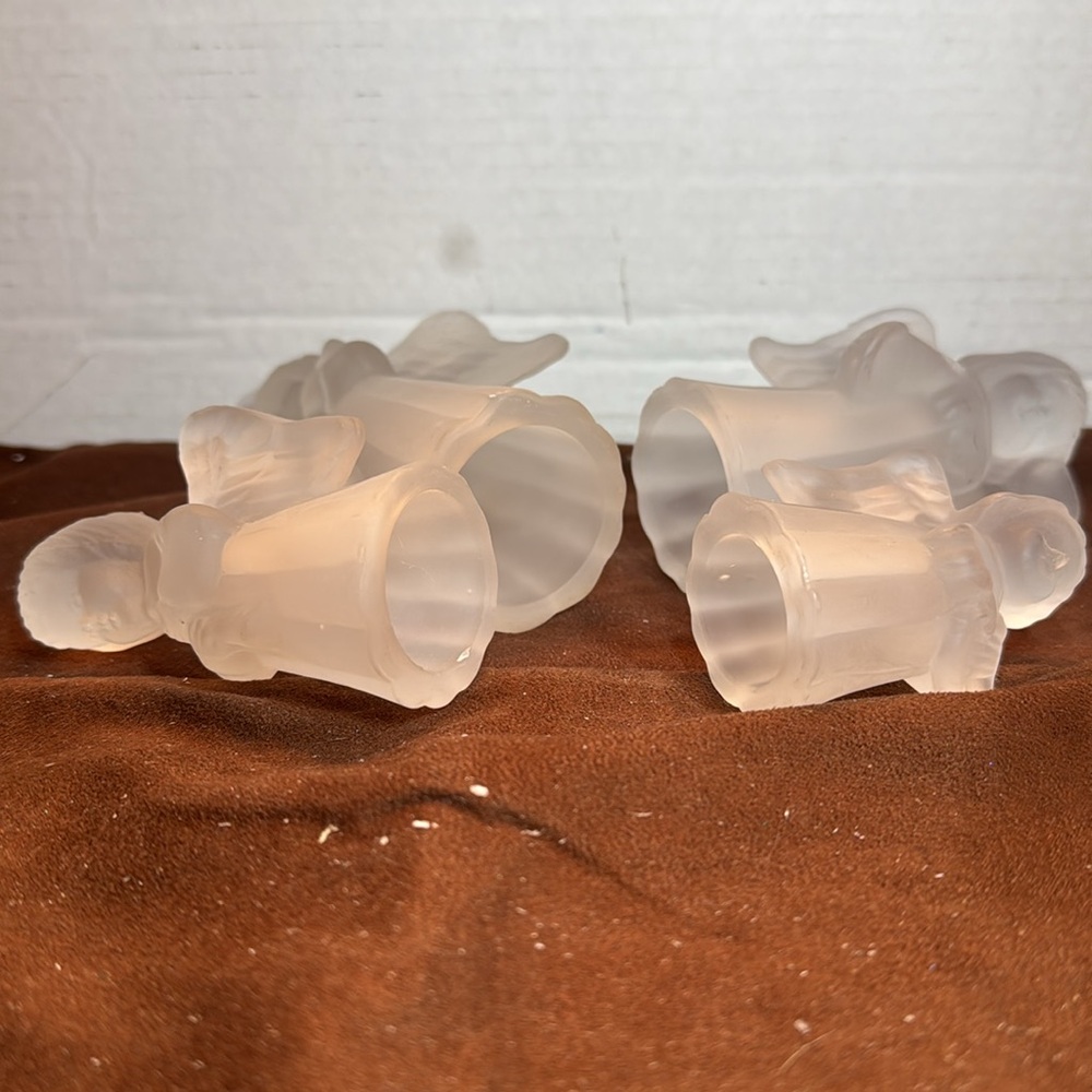 🐈‍⬛ Frosted Glass Angel Musicians candle holders set of 4 - Picture 5 of 6